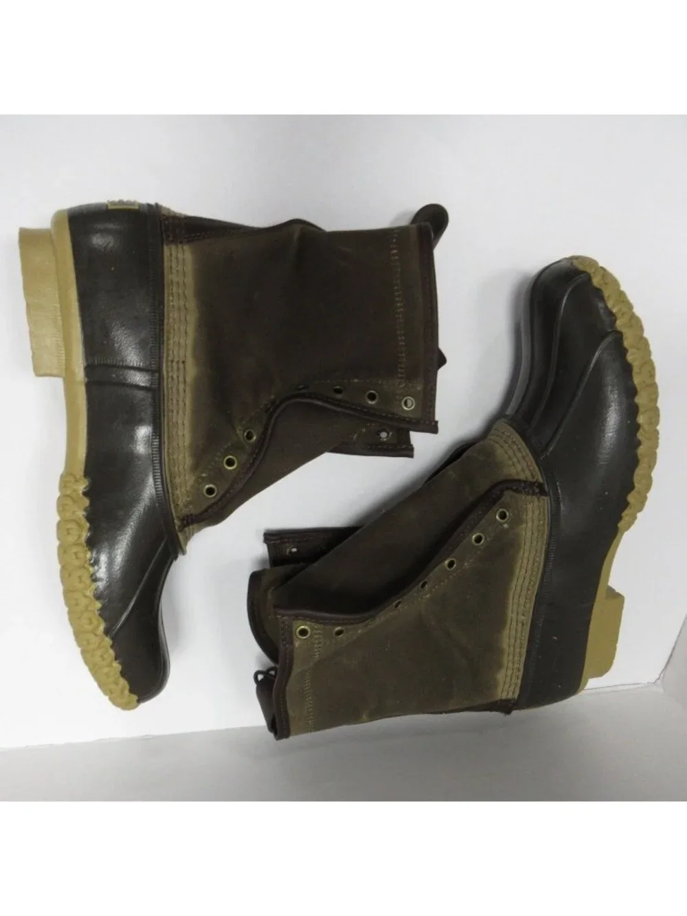 LL Bean Boots 11 M Hunting Leather Duck Canvas Rugged Rubber Sole USA